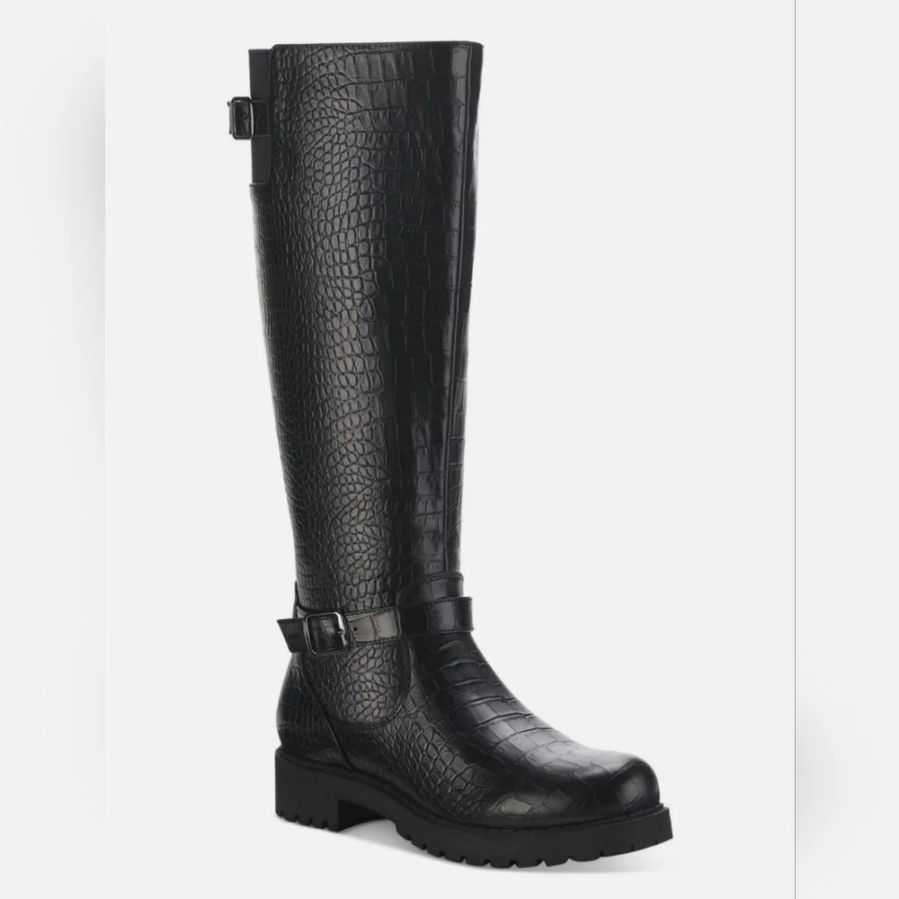 Style & Co Black Over the Knee Boots with Buckle Detail